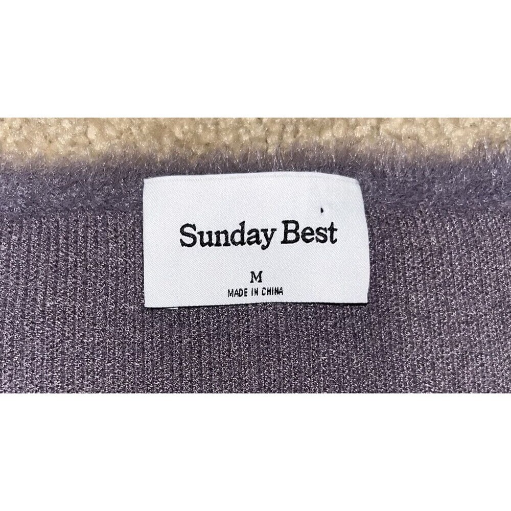 Aritzia Sunday Best Medium Elsie Long Sleeve Sweater Crop Top Women Gray Fuzzy - Picture 10 of 16